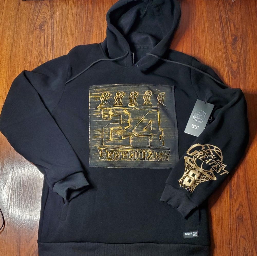 NWT CR-24 BORDO CROMATO MEN'S LEGENDARY 24/8 (KOBE BRYANT) BLACK HOODIE SIZE M L